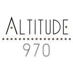 Logo with the word ALTITUDE in uppercase letters above a dotted line, and the number 970 in gray below the line, all on a light gray background.
